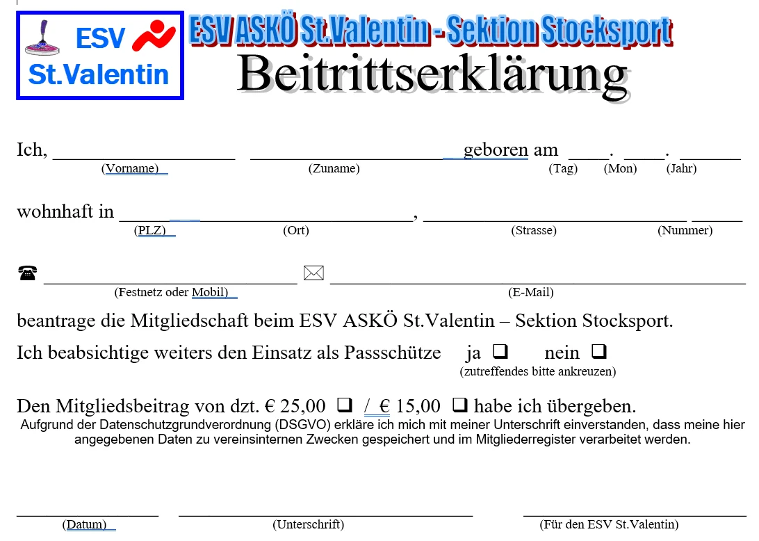 Beitrittserklärung