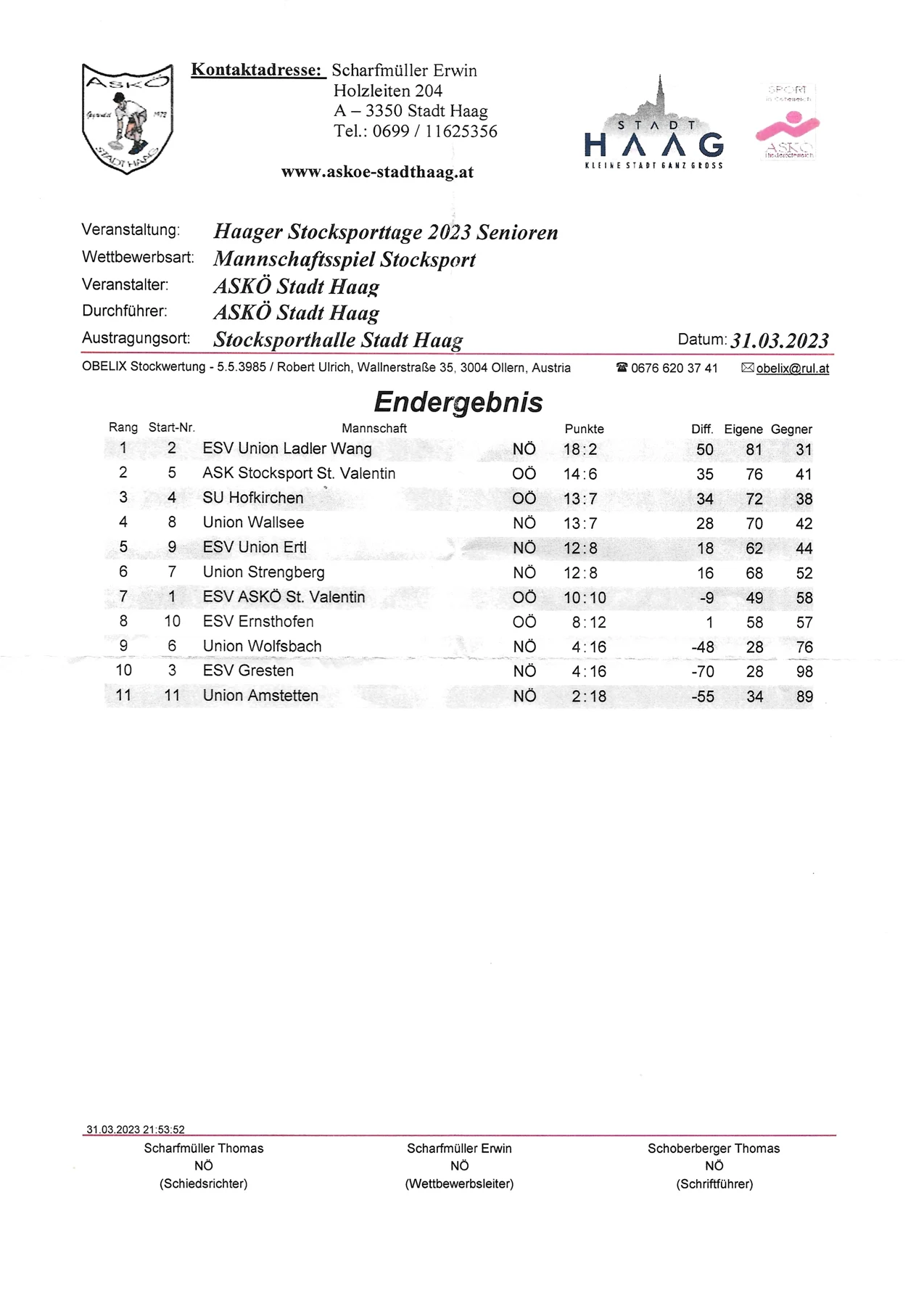 Haager Stocksporttage Senioren