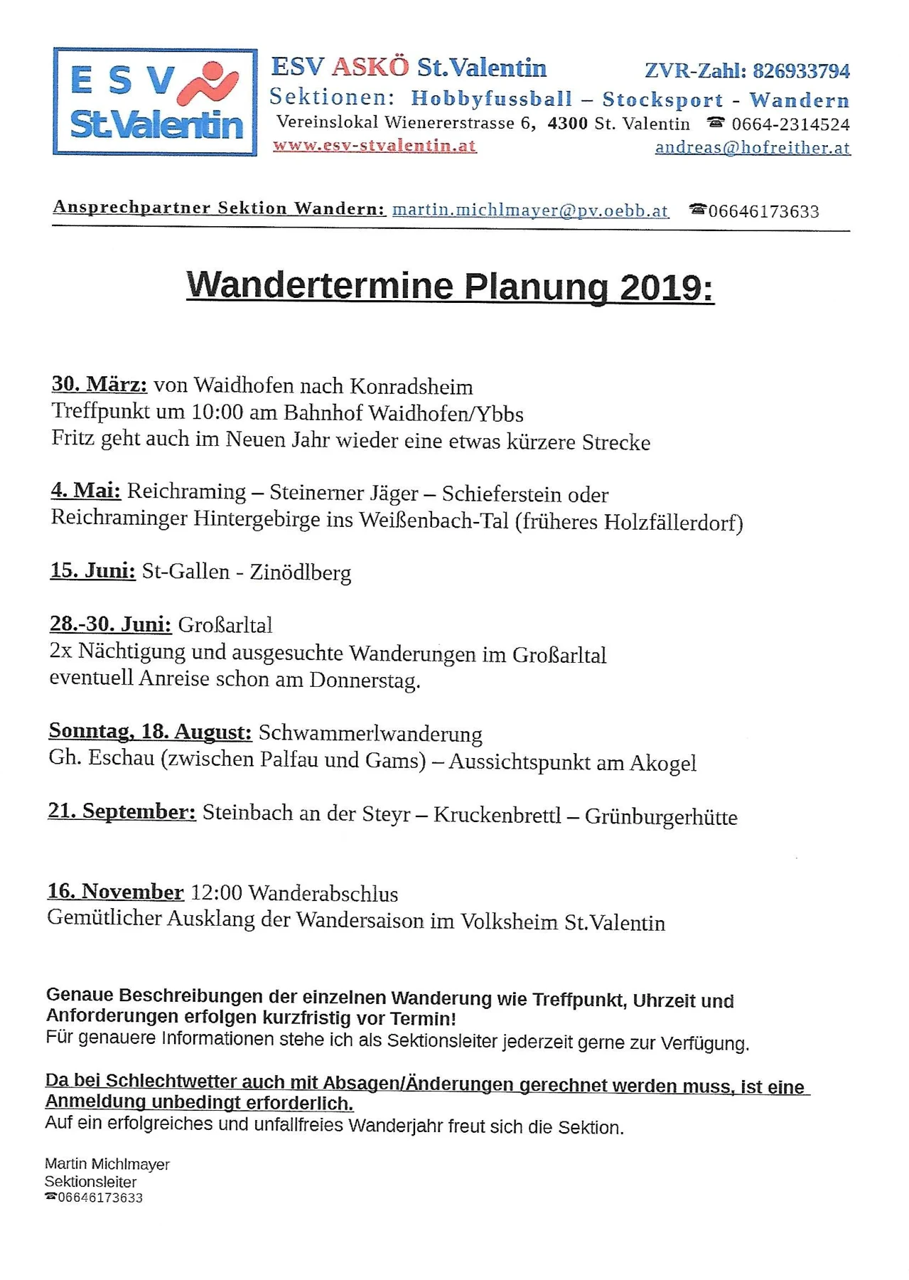 Wandertermine2019
