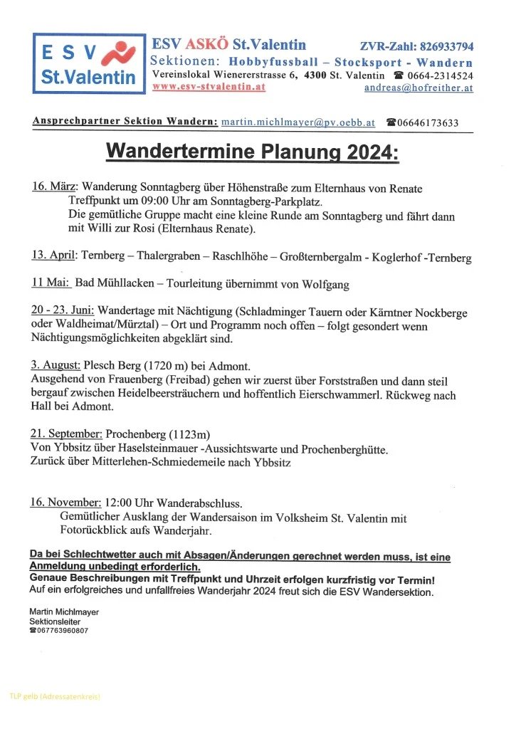 Wandertermine 2024