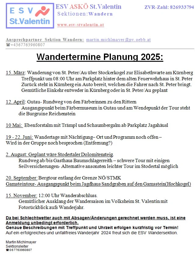 Wandertermine 2025